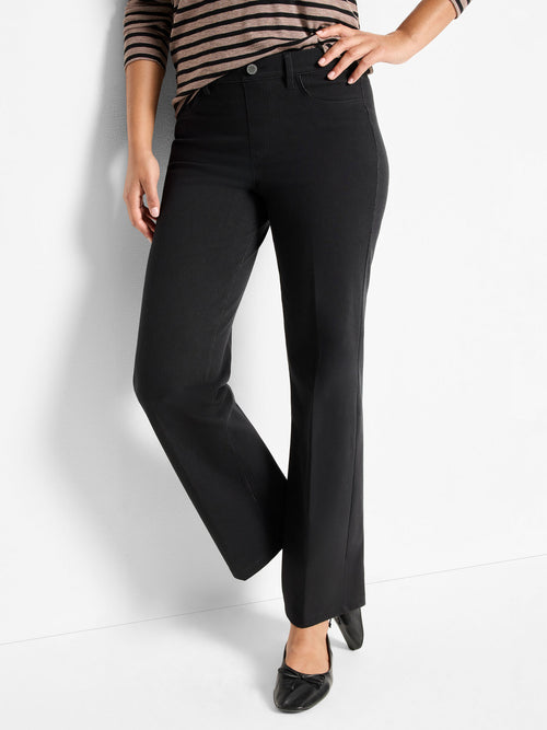 The "Black Onyx" 28" Recess Straight Knit Ankle Pull On Jeans by NIC+ZOE