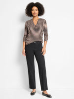The "Black Onyx" 28" Recess Straight Knit Ankle Pull On Jeans by NIC+ZOE