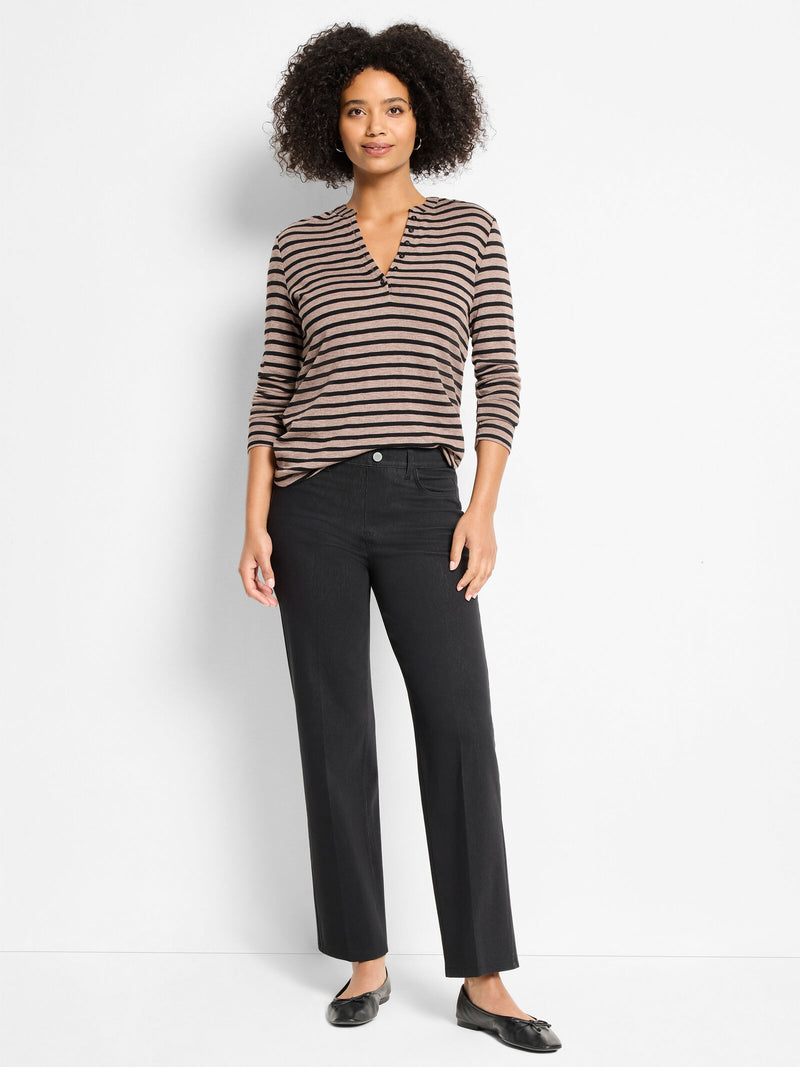 The "Black Onyx" 28" Recess Straight Knit Ankle Pull On Jeans by NIC+ZOE