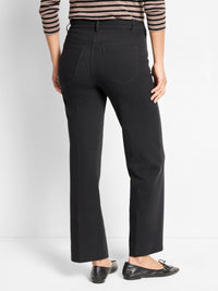 The "Black Onyx" 28" Recess Straight Knit Ankle Pull On Jeans by NIC+ZOE