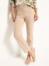 The "Washed Burro" 28" Recess Straight Knit Ankle Pull On Jeans by NIC+ZOE