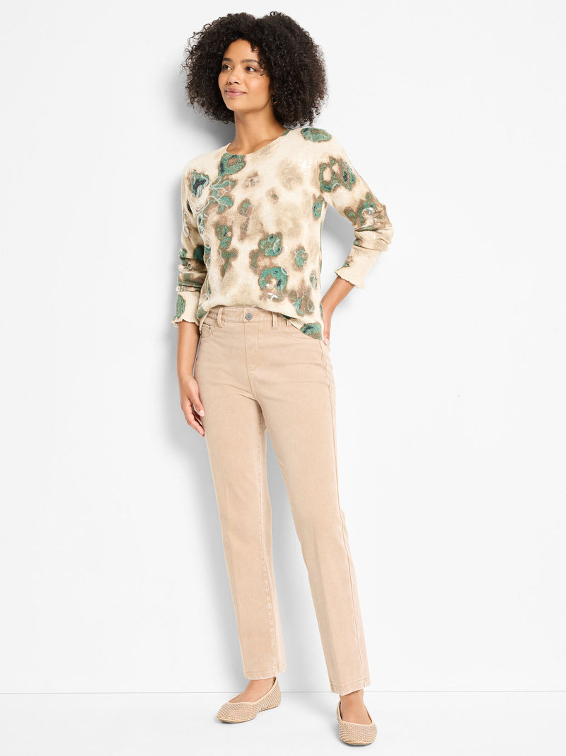 The "Washed Burro" 28" Recess Straight Knit Ankle Pull On Jeans by NIC+ZOE