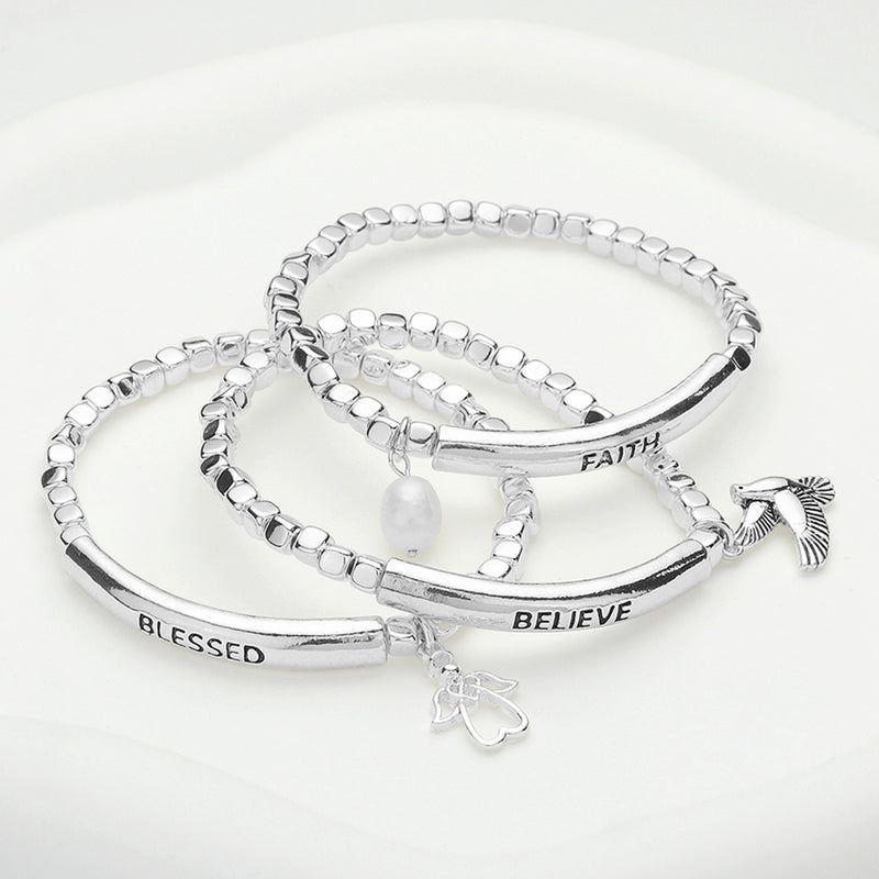 The "Faith, Believe, Blessed" Bracelet Set