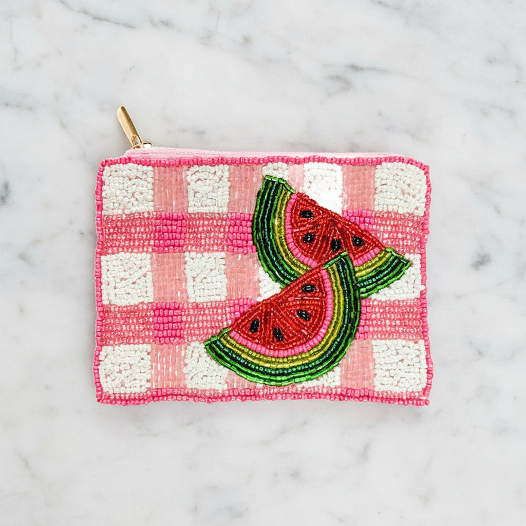 The "Watermelon" Beaded Pouch