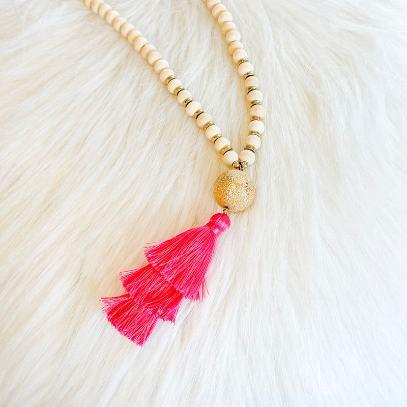The "Hotty Pink Tassel" Necklace