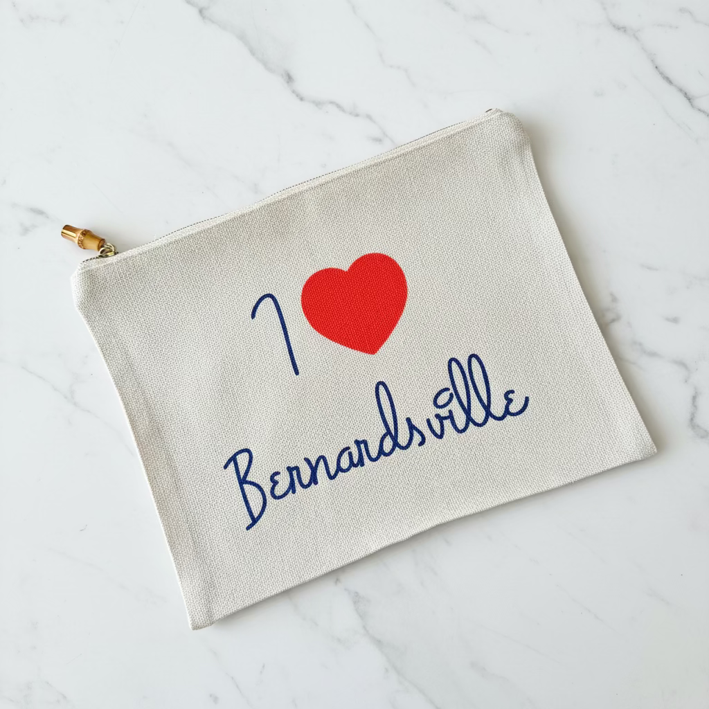 The "I Love Bernardsville" Flat Zip Pouch