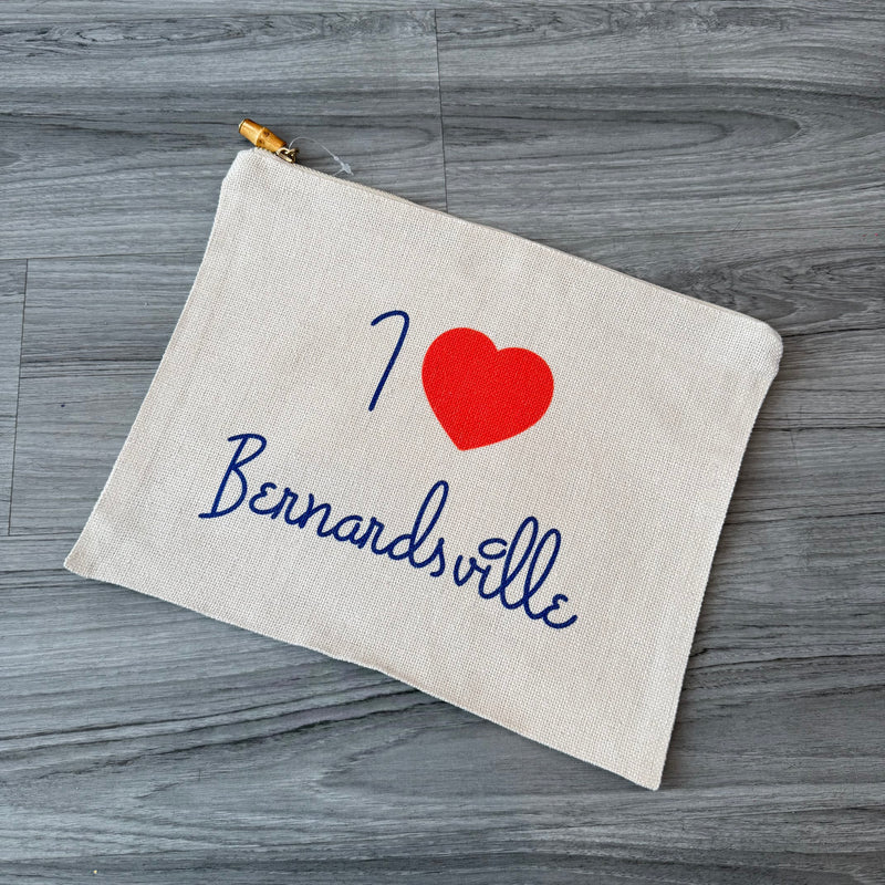 The "I Love Bernardsville" Flat Zip Pouch