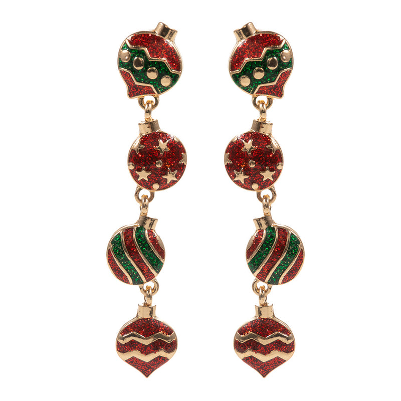 The "Green and Red Ornament" Earrings