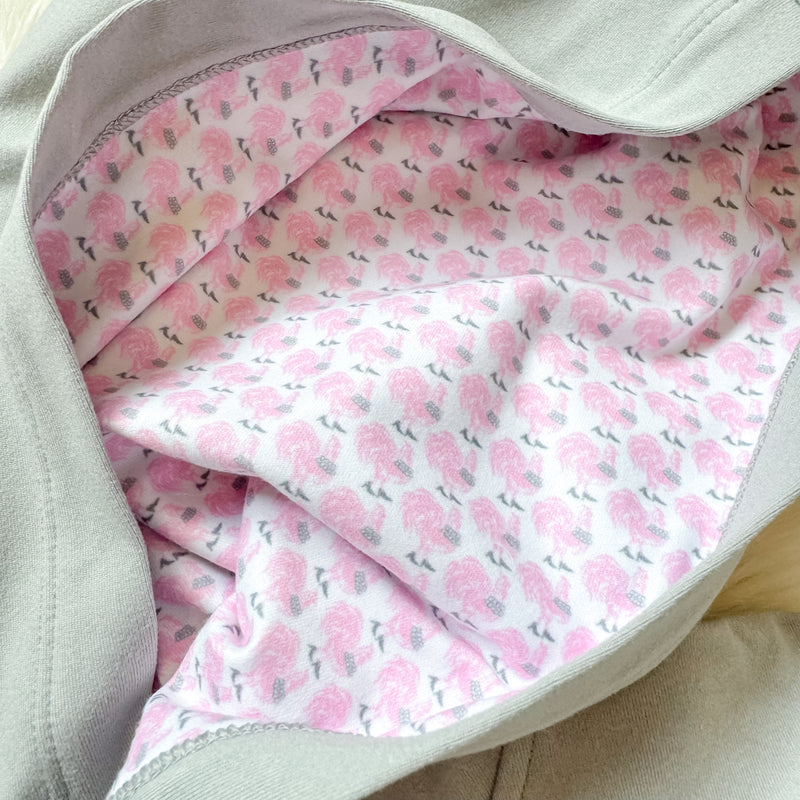 The "Light Gray Pretty Pink Rooster®" Hoodie by Pretty Pink Rooster®