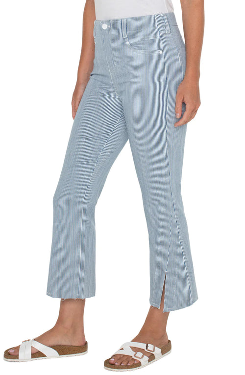 The "Chambray Stripe" Gia Glider Crop Flare by Liverpool
