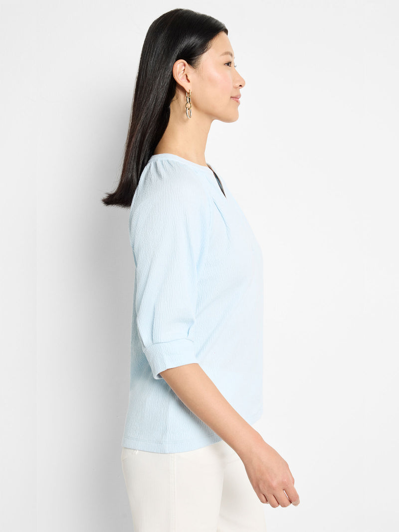 The "Pale Sky" Crinkle Knit Café Top by NIC+ZOE