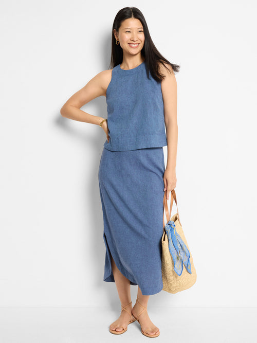 The "Blue Mix" Rumba Linen Pop On Tank by NIC+ZOE