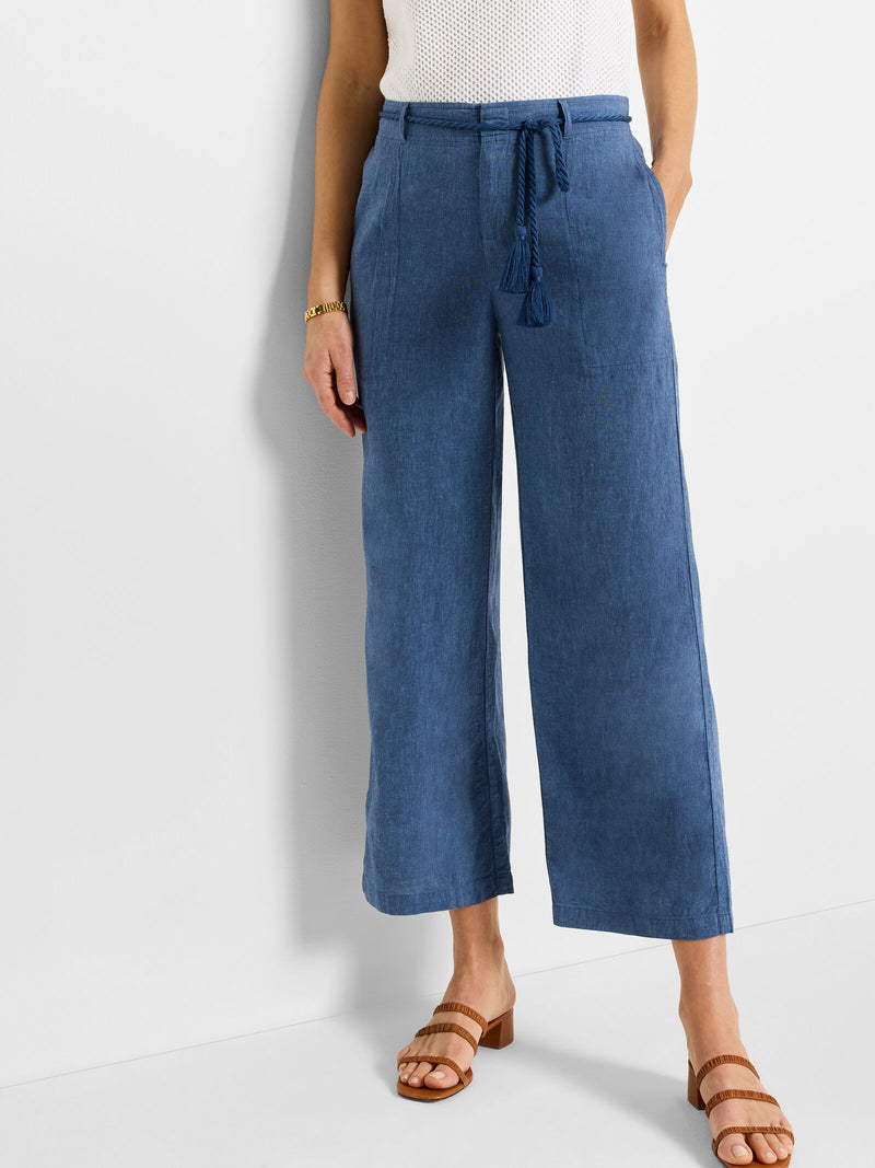 The "Blue Mix" 26" Rumba Linen Rope Belt Pant by NIC+ZOE