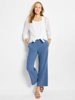 The "Blue Mix" 26" Rumba Linen Rope Belt Pant by NIC+ZOE