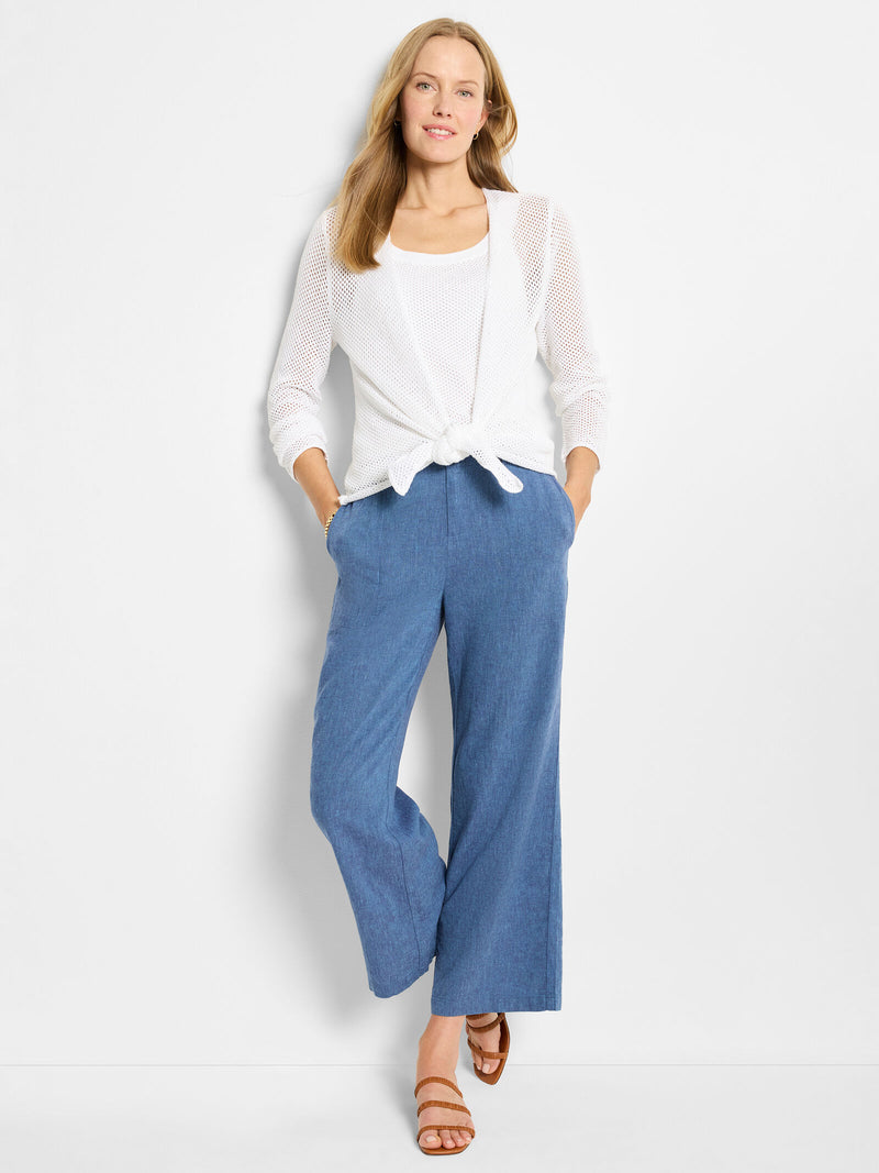The "Blue Mix" 26" Rumba Linen Rope Belt Pant by NIC+ZOE
