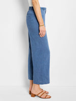 The "Blue Mix" 26" Rumba Linen Rope Belt Pant by NIC+ZOE