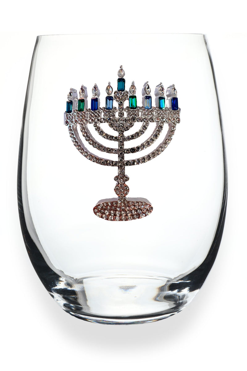 The "Menorah" Stemless Wine Glass