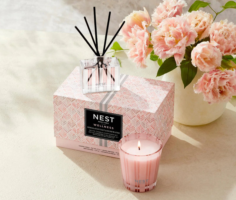 The "Himalayan Salt & Rosewater" Petite Candle & Diffuser Set by NEST New York