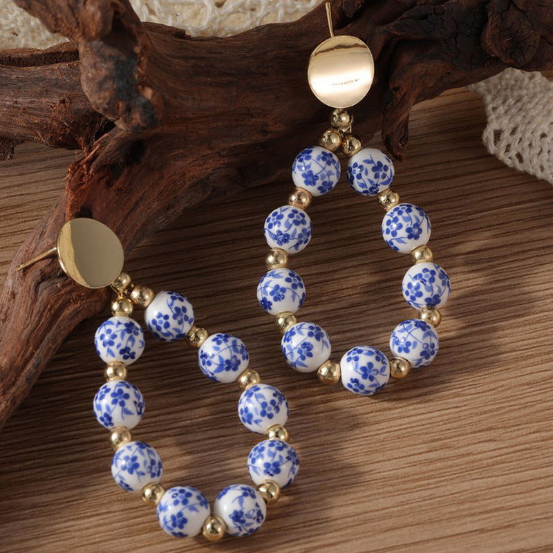 The "Blue Floral Teardrop" Earrings