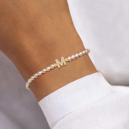 The "Initial Letters" with Pearls Bracelet