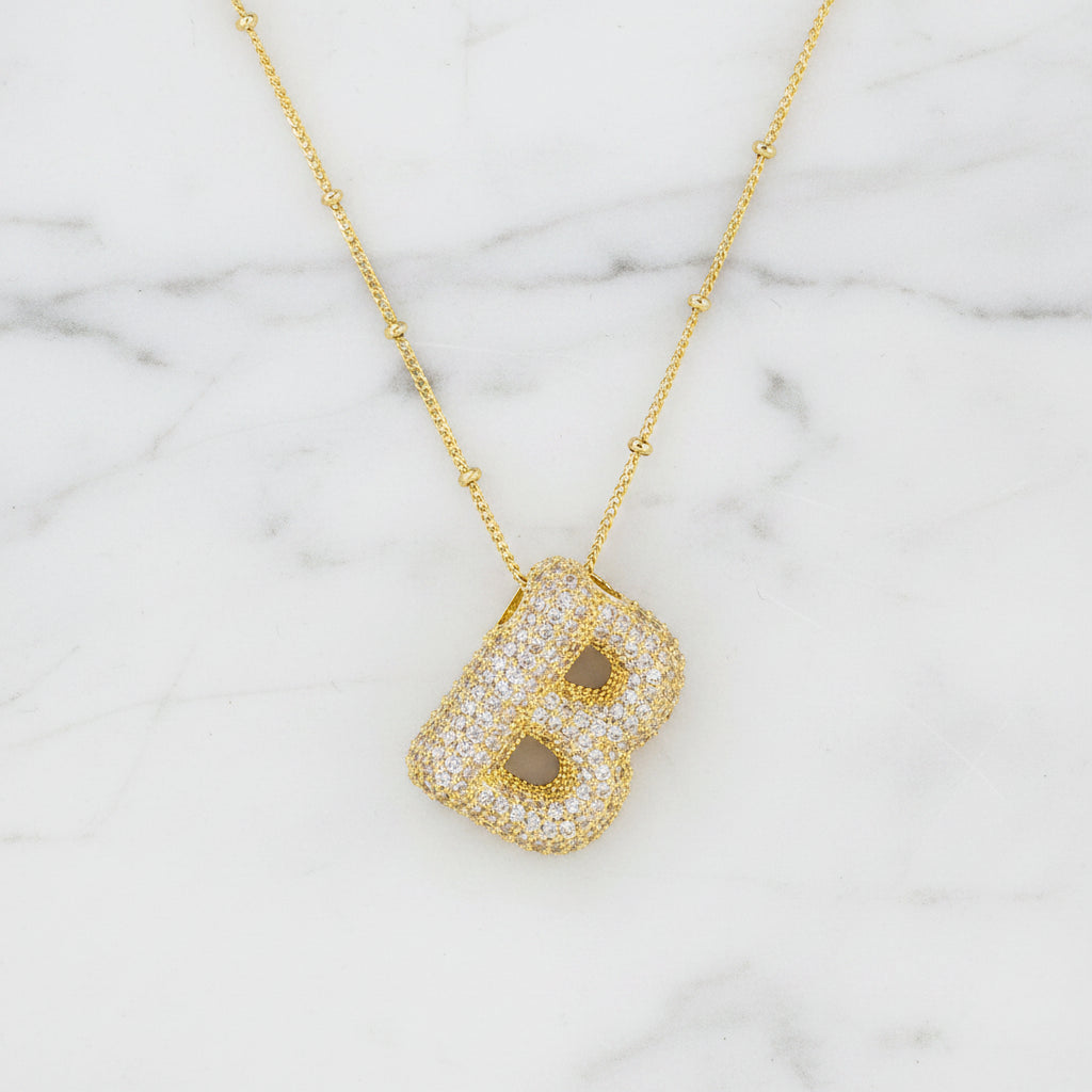 The "Bubble Pop Initial Beaded Chain" Necklace