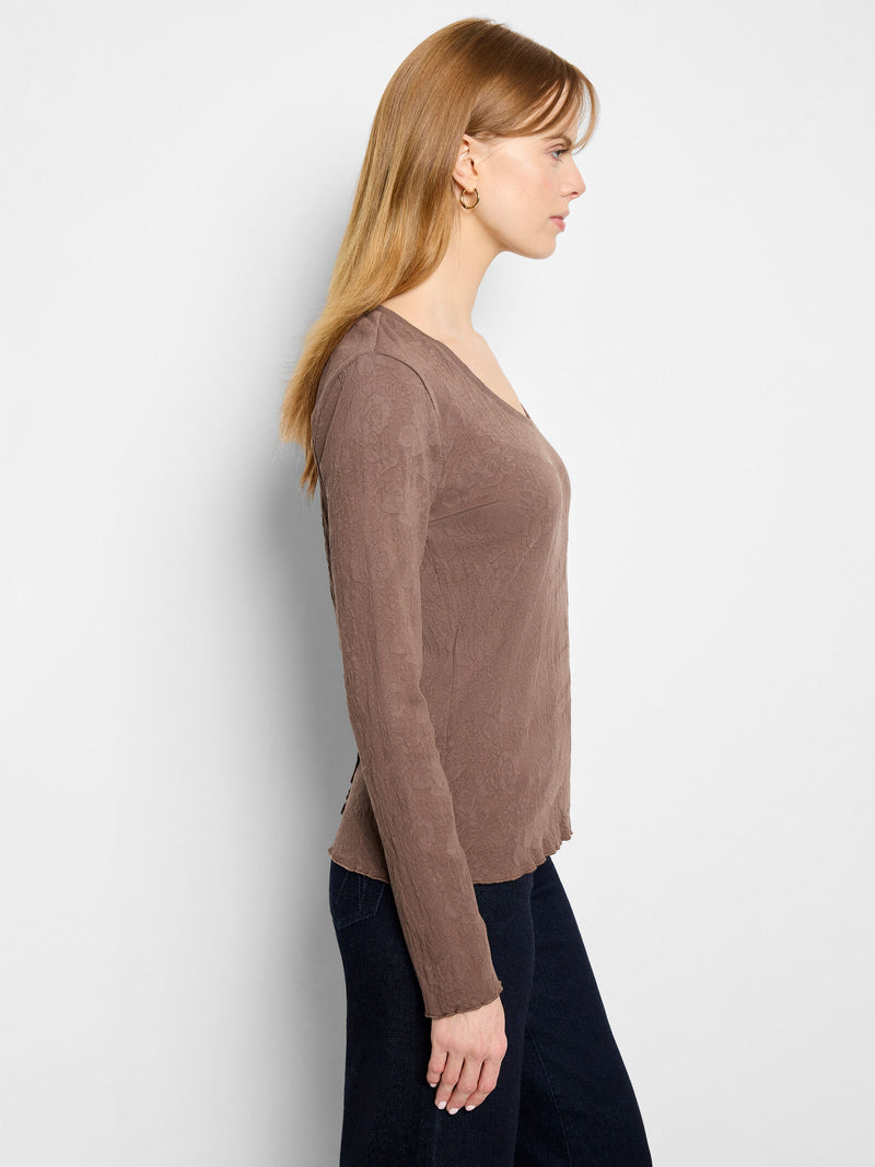The "NZT Lace Knit" V-Neck T-Shirt by NIC+ZOE