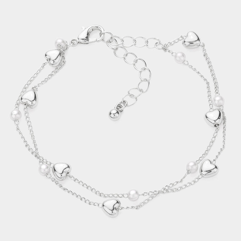 The "Pearl and Silver Heart" Bracelet