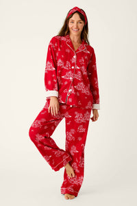 The "Candy Cane Cottage" 3-Piece Flannel Pajama Set by PJ Salvage