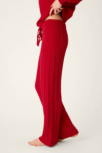 The "Jester Red" Cozy Chenille Cable Knit Pant by PJ Salvage
