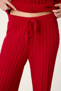 The "Jester Red" Cozy Chenille Cable Knit Pant by PJ Salvage