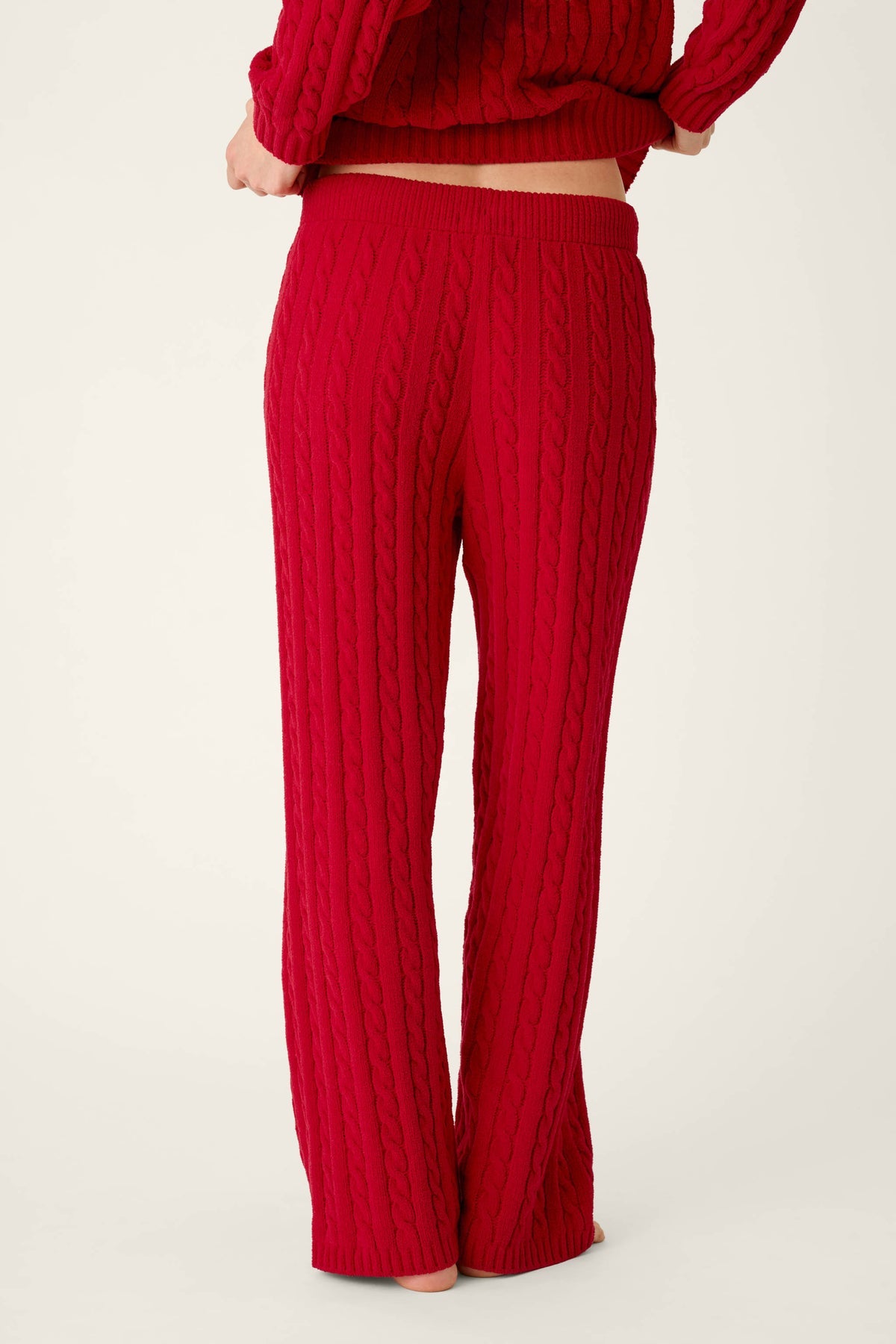 The "Jester Red" Cozy Chenille Cable Knit Pant by PJ Salvage