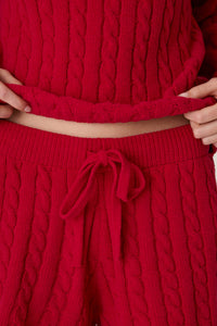 The "Jester Red" Cozy Chenille Cable Knit Shorts by PJ Salvage