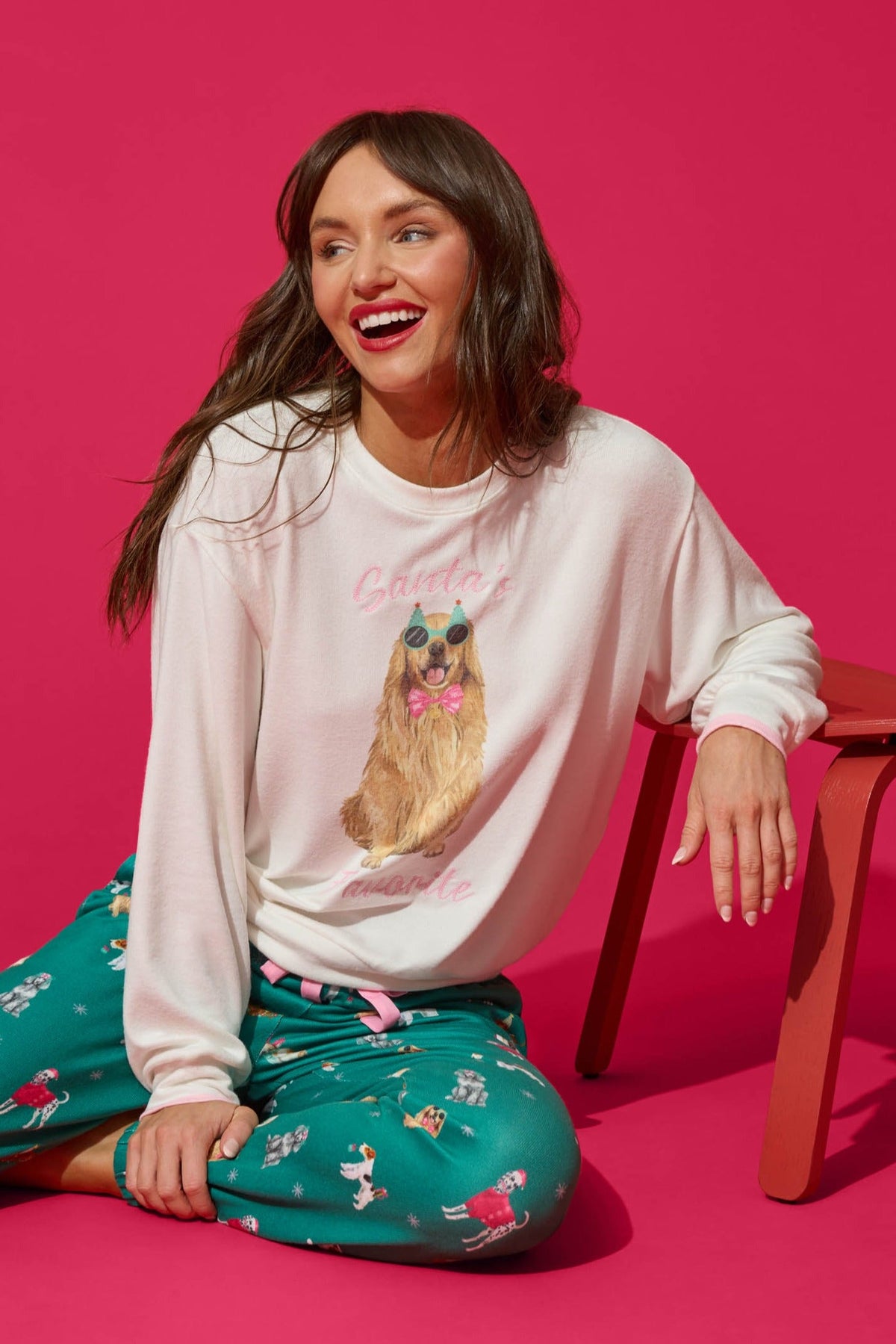The "Happy Pawlidays" Long Sleeve Top by PJ Salvage