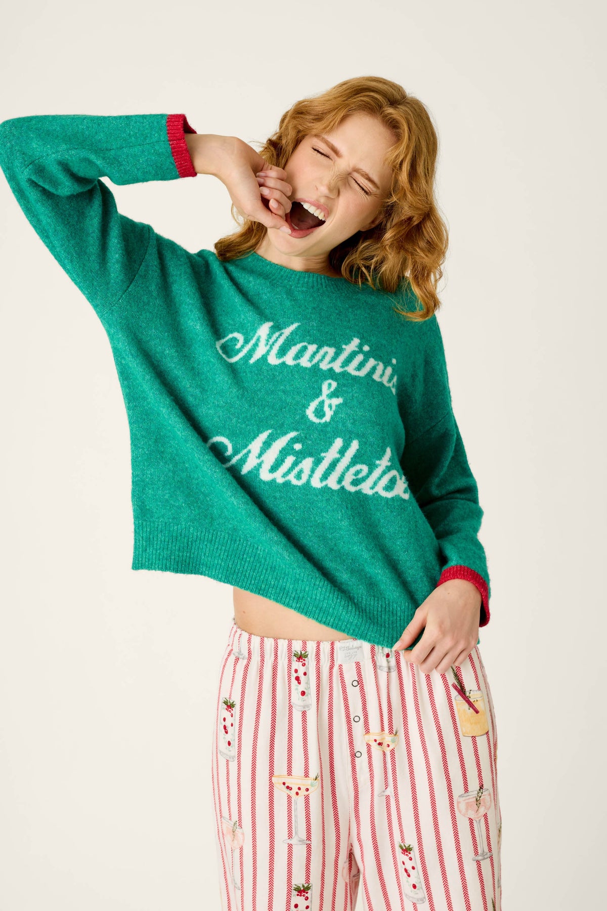 The "Martinis & Mistletoe" Snuggle Sweater by PJ Salvage