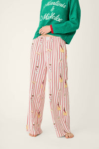The "Martinis & Mistletoe" Cocktail Print Flannel Pajama Pants by PJ Salvage