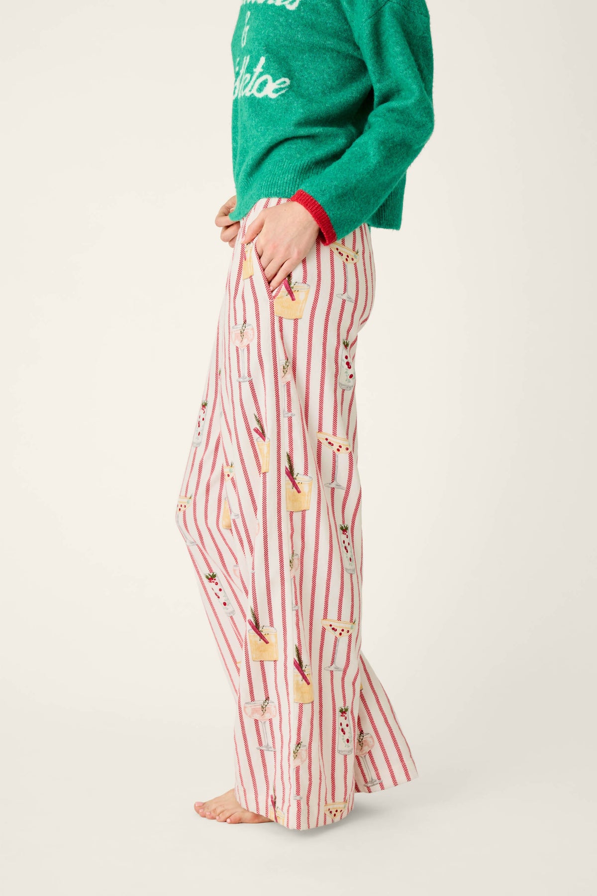 The "Martinis & Mistletoe" Cocktail Print Flannel Pajama Pants by PJ Salvage