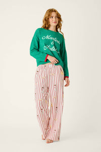 The "Martinis & Mistletoe" Cocktail Print Flannel Pajama Pants by PJ Salvage