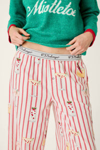The "Martinis & Mistletoe" Cocktail Print Flannel Pajama Pants by PJ Salvage