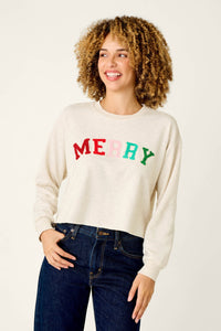 The "Very Merry" Bouclé Merry Sweatshirt by PJ Salvage