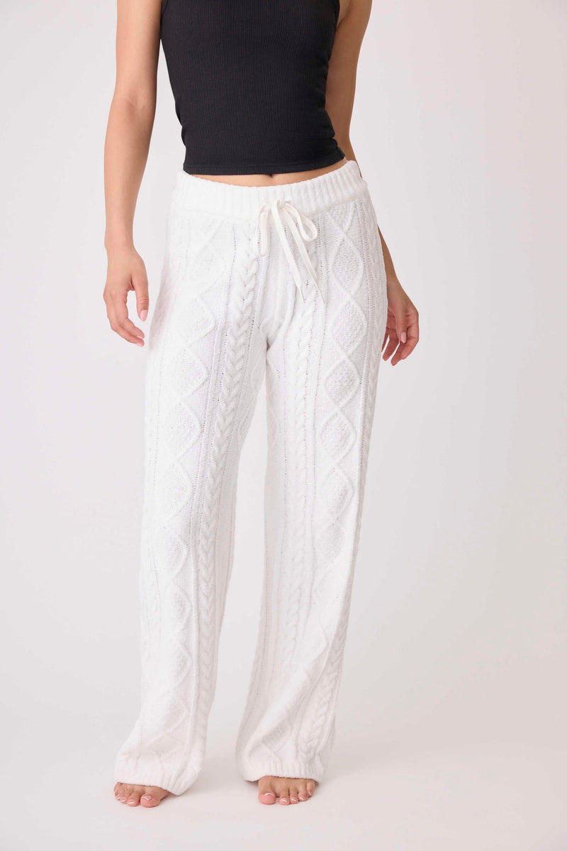 The “Ivory” Chenille Cable Knit Lounge Pants by PJ Salvage