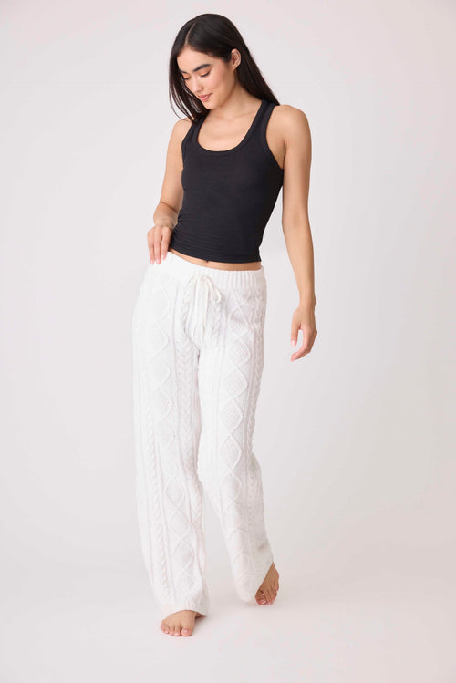 The “Ivory” Chenille Cable Knit Lounge Pants by PJ Salvage
