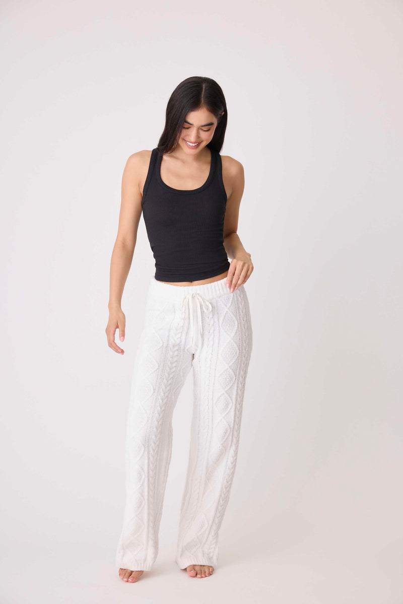 The “Ivory” Chenille Cable Knit Lounge Pants by PJ Salvage