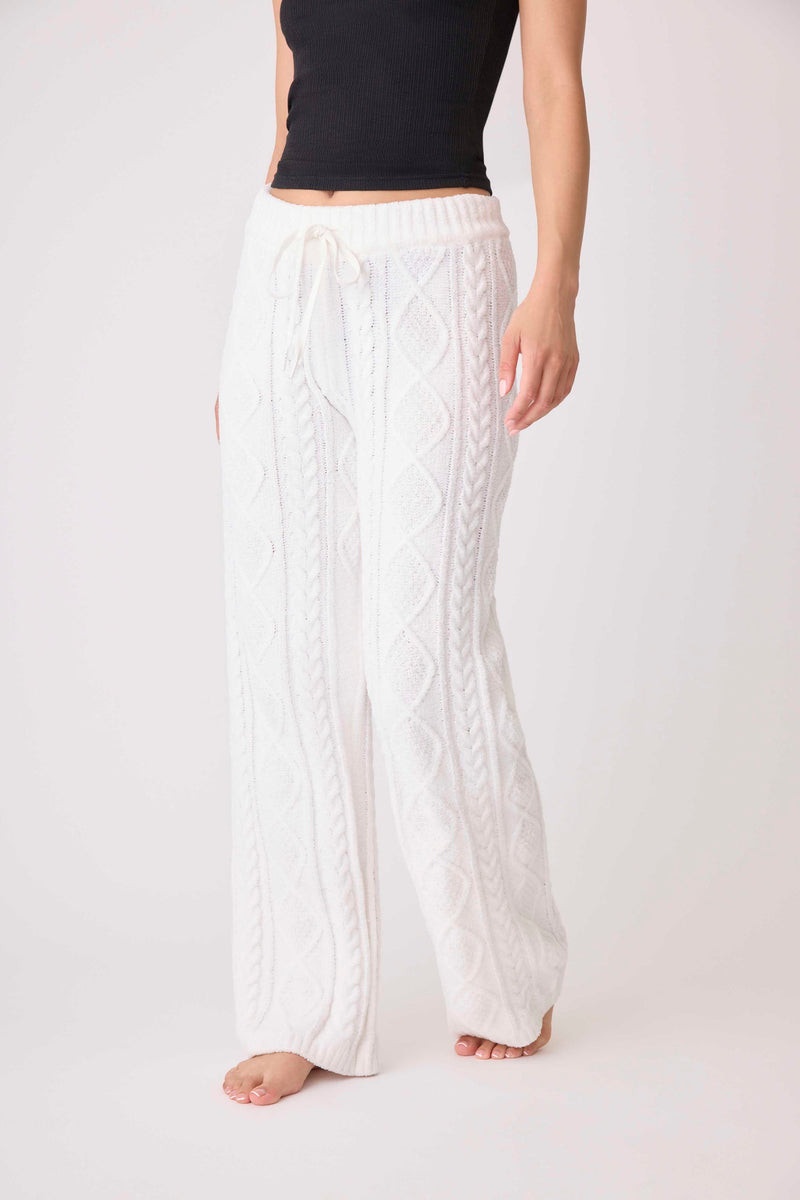 The “Ivory” Chenille Cable Knit Lounge Pants by PJ Salvage
