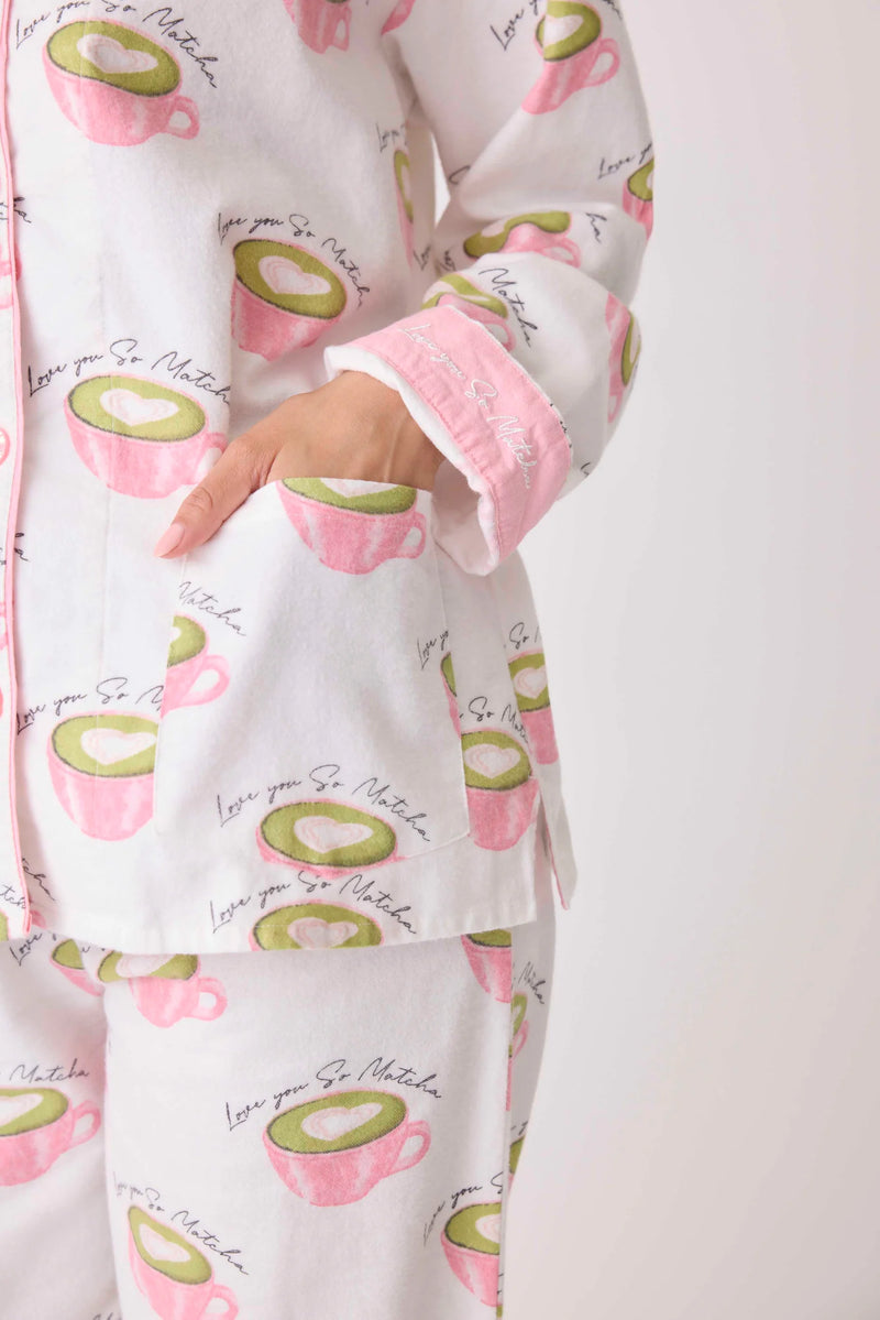 The "Love U So Matcha" Flannel Set by PJ Salvage