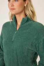 The "Campfire Cozy Feather Knit" Quarter Zip by PJ Salvage