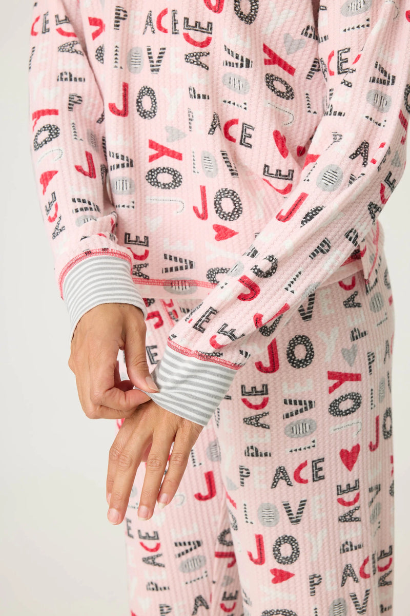 The "Peace & Joy" Waffle Thermal Ski Jammie Set by PJ Salvage