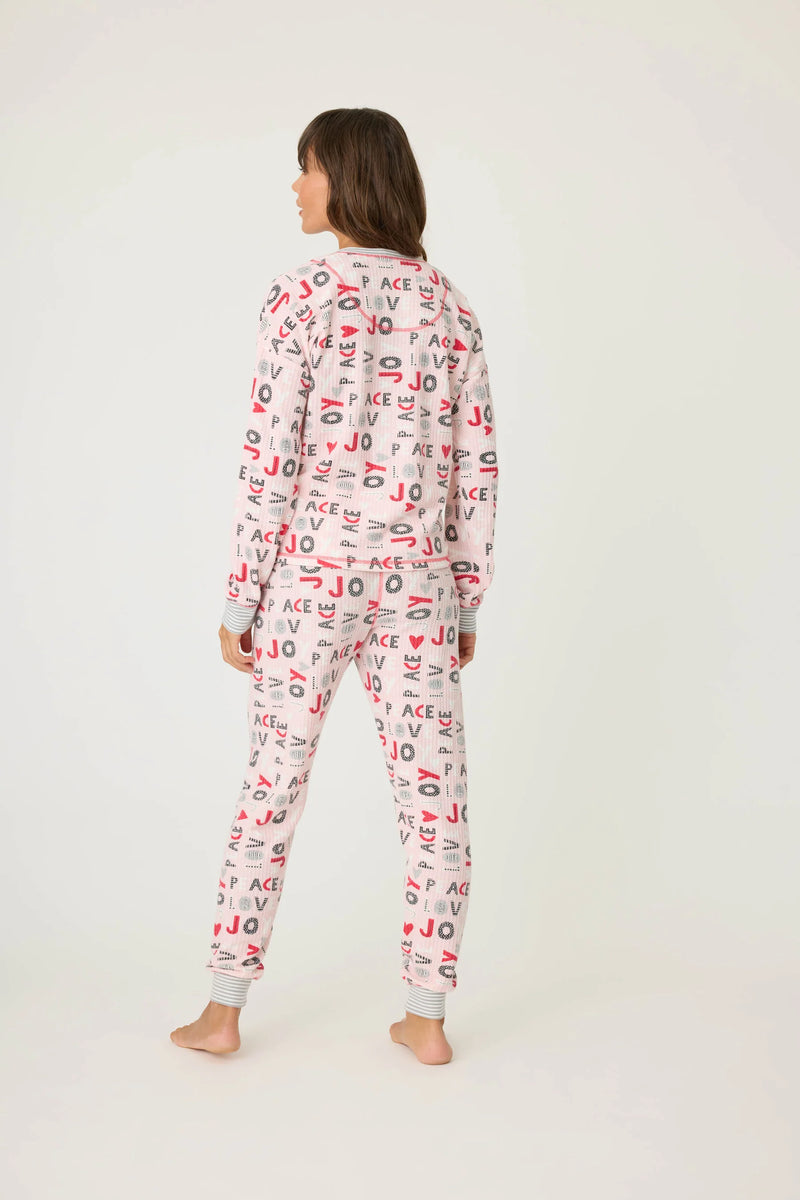 The "Peace & Joy" Waffle Thermal Ski Jammie Set by PJ Salvage