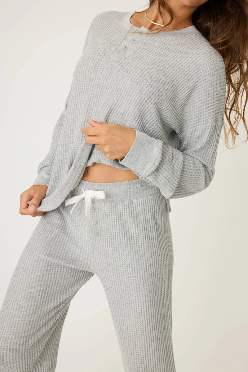 The "Silver Sparkle Waffle Thermal" Ski Jammie Set by PJ Salvage