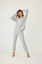 The "Silver Sparkle Waffle Thermal" Ski Jammie Set by PJ Salvage