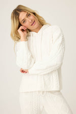 The “Ivory” Chenille Cable Knit Ivory Hoodie by PJ Salvage